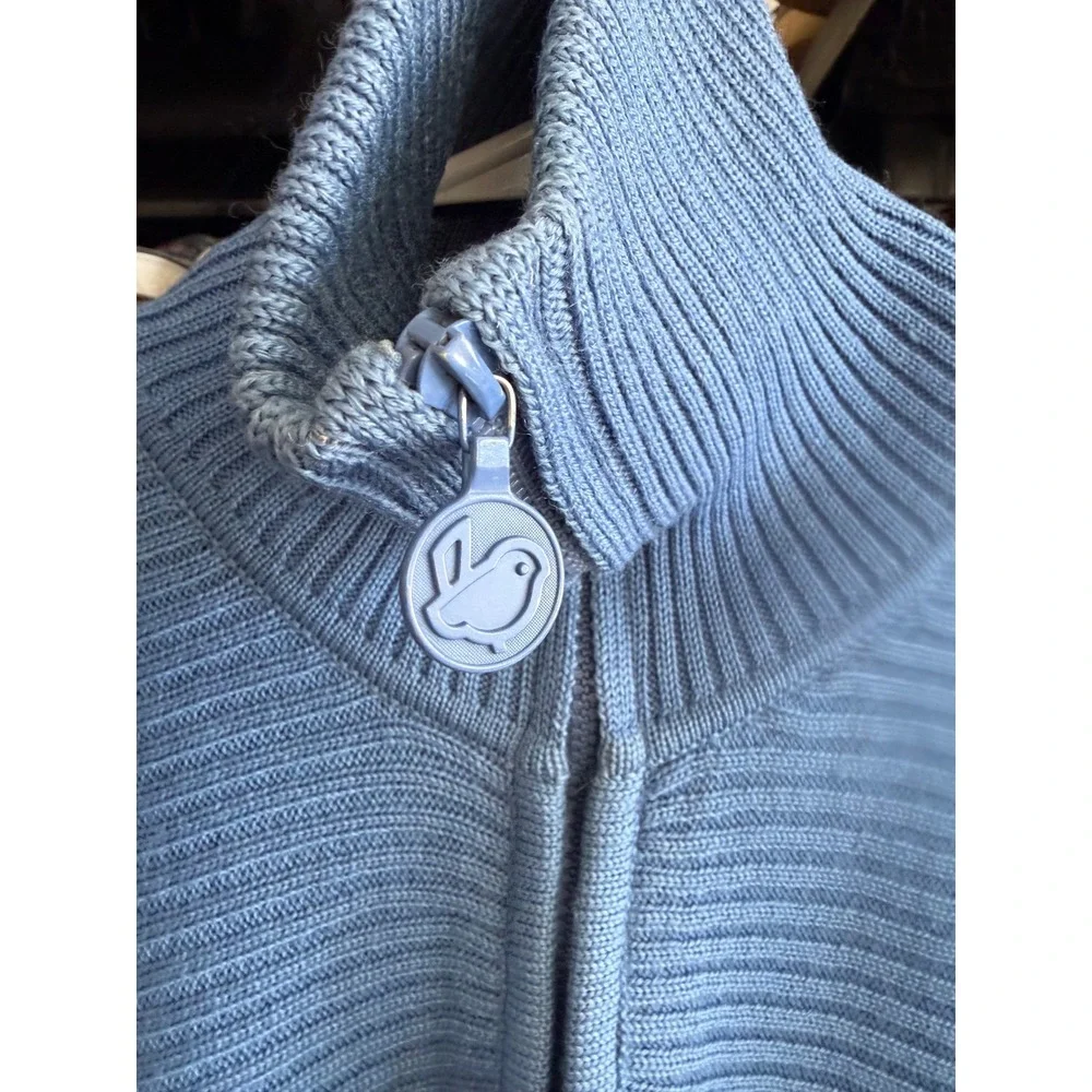 Vintage Cevas Mens Blue 100% Pure New Wool Quarter Zip Ribbed Sweater‎ Medium